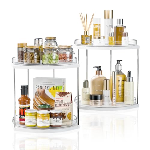 2 Pack Lazy Susan 2 Tier Turntable Organizer