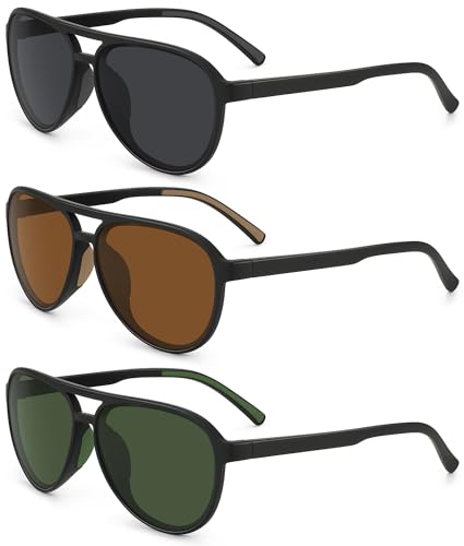 3 Pack Polarized Aviator Sunglasses