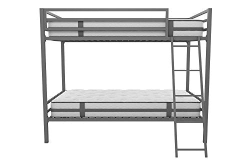 Novogratz Maxwell Twin-Over-Twin Metal Bunk Bed, Grey