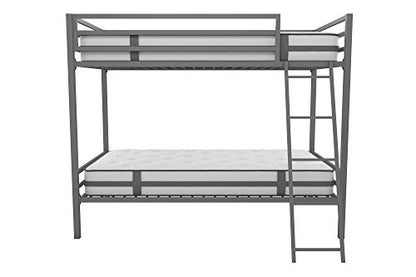 Novogratz Maxwell Twin-Over-Twin Metal Bunk Bed, Grey