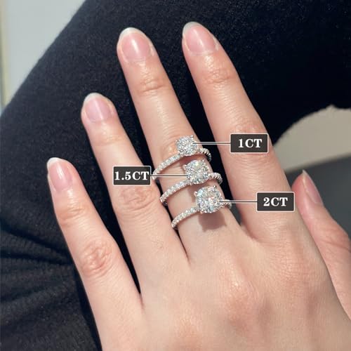 YosikCase Moissanite Rings for Women 1.5CT Moissanite Engagement Ring Sterling Silver Rings Size 7