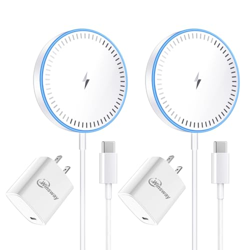 2 Pack Magnetic 15W Wireless Charger with Adapter
