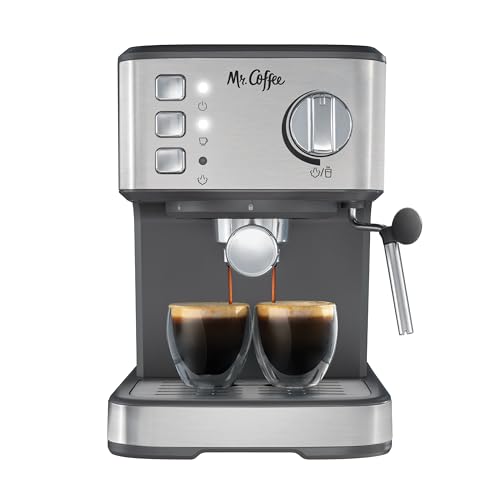 Mr. Coffee 15-Bar Compact Espresso Machine with Steam Wand