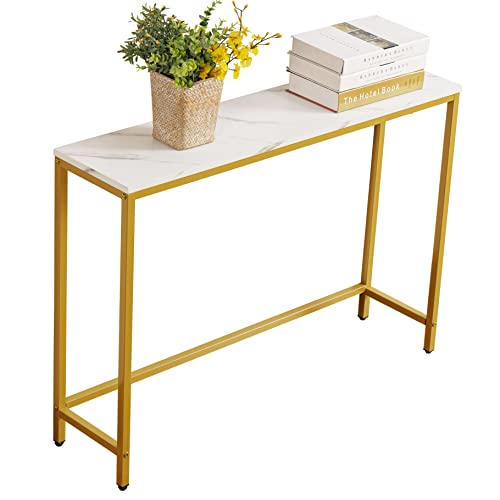 Faux Marble Entryway Console Table with Metal Frame