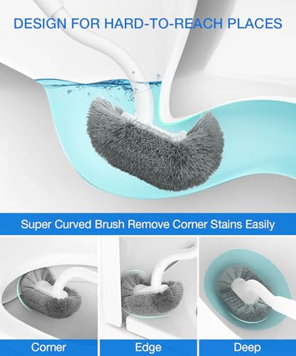 Toilet Bowl Brush and Holder, OSCIOSS Toilet Brush Set with Ergonomic Design, Compact Size, Durable Bristles, Toilet Brushes & Holders for Dead Corner Clean, White