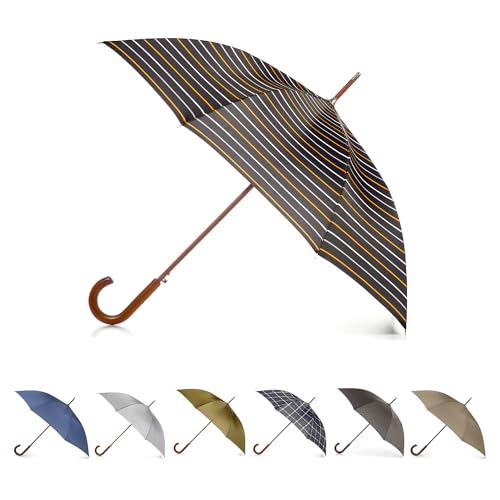 Totes Eco Auto Open Wooden Handle Stick Umbrella
