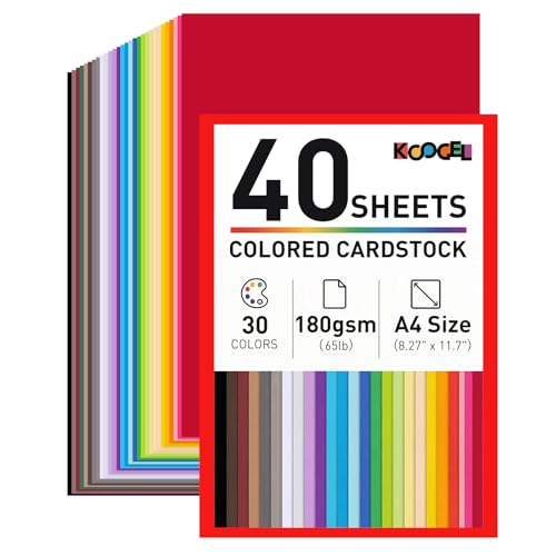 40 Sheet A4 180gsm Colored Cardstock Paper