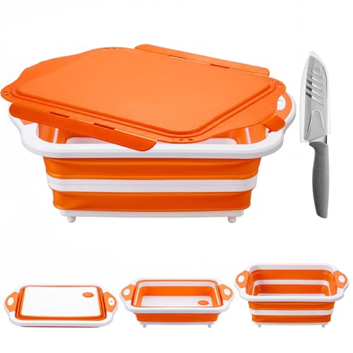Collapsible Camping Sink Basin with Cutting Board and Colander