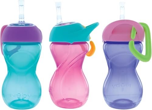3 Pack Nuby No-Spill Straw Sippy Cups 10oz