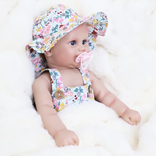 Reborn Baby Dolls Silicone Full Body 22 inch Real Life Toddler Baby Doll Lifelike Newborn Girl Cute Soft Vinyl Correct Realistic Toddler Dolls with Feeding Kit Toys Gifts Collection for Kids Age 3+