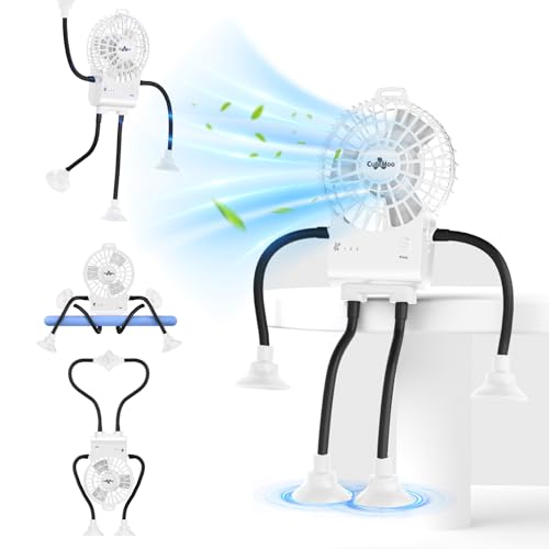 Portable Rechargeable Robot Desk Fan with Suction Cups