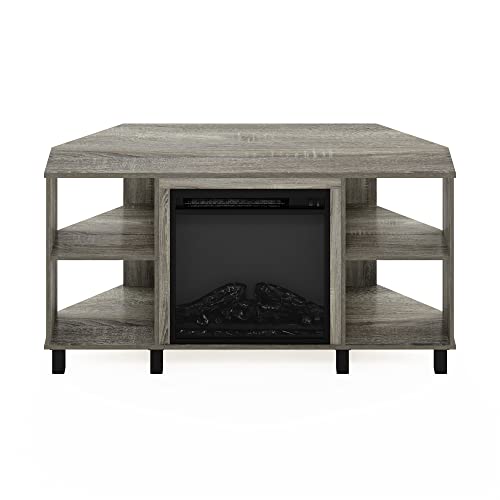 Furinno Corner Fireplace TV Stand for 55" TVs