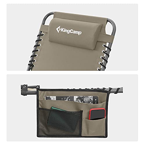 KingCamp Reclining Lounger Chair Camping Cots, 74.8" x 23.2" x 13.3", Beige