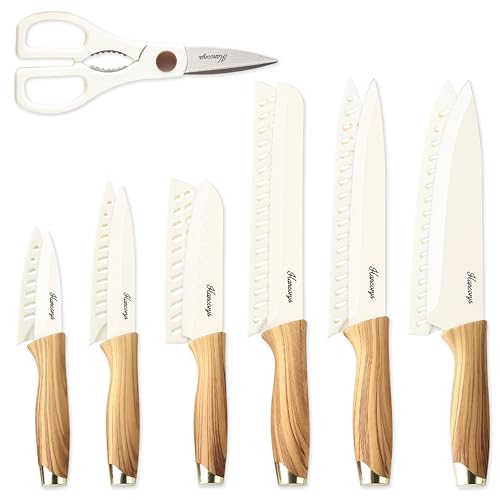 13 Piece Nonstick Kitchen Knife Set with Guards