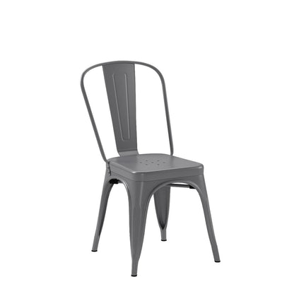 Amazon Basics Dark Grey Metal Dining Chairs, 4 Pack