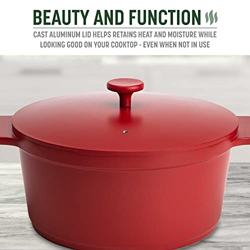 Goodful All-In-One Pot, Multilayer Nonstick, High Performance Cast Dutch Oven With Matching Lid, Roasting Rack And Turner, Made Without PFOA, Dishwasher Safe Cookware, 4.7-Quart, Crimson Red