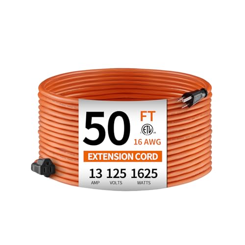 50ft 16AWG Outdoor Extension Cord, 3-Prong, ETL