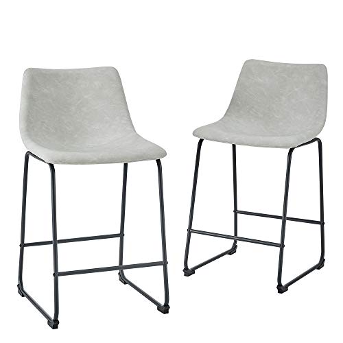 2 Pack Walker Edison Faux Leather Counter Chairs Armless