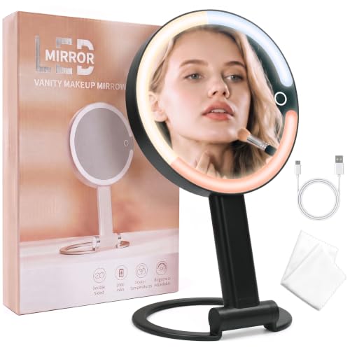 Rechargeable Lighted Double-Sided Magnifying Makeup Mirror