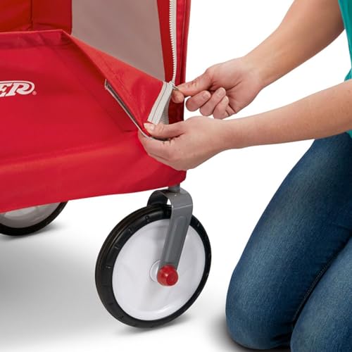 Radio Flyer 3-in-1 EZ Fold Wagon; Red Folding Wagon with Canopy; Collapsible Wagon for Kids, Cargo, & Garden