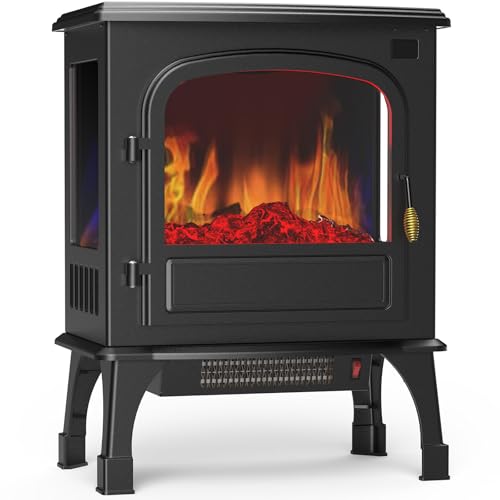 26-Inch Freestanding Electric Fireplace Heater with Timer