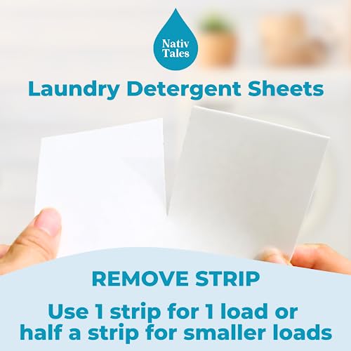 Laundry Detergent Sheets Travel Nativ Tales, Laundry Sheets Detergent with Easily Dissolved of Zero Plastic Waste and Exclusive Formula for Sensitive Skin, 60 Loads- Unscented
