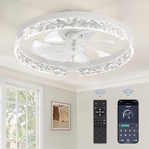 3 Count 18 Inch Flush Mount Ceiling Fan with Light, Remote