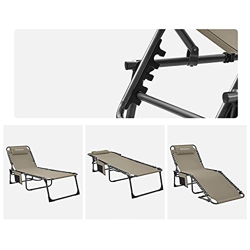 KingCamp Reclining Lounger Chair Camping Cots, 74.8" x 23.2" x 13.3", Beige