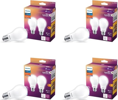 8 Pack Philips 40W Equivalent Dimmable LED Bulbs