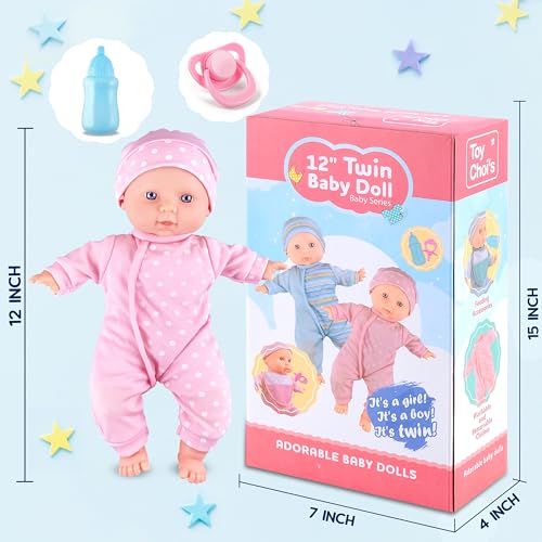 Twin Baby Dolls Playset with Accessories for Kids
