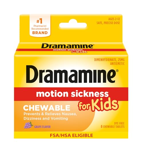 8 Count Dramamine Kids Motion Sickness Chewable Tablets