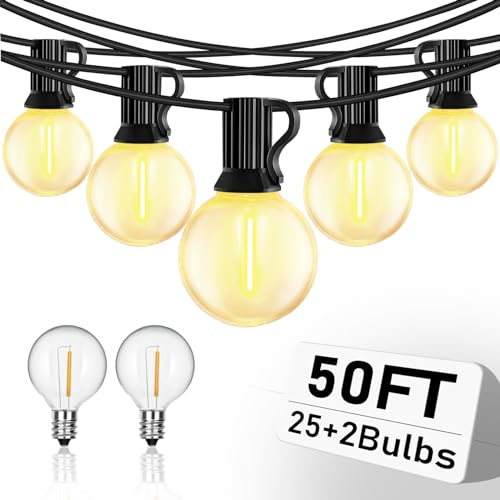 50FT Globe LED Outdoor String Lights, 27 Bulbs