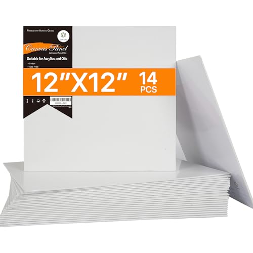 14 Pack 12x12 Primed Canvas Panels