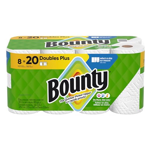 8 Double Plus Rolls = 20 Regular Rolls Bounty Select-A-Size 2 Ply Paper Towels