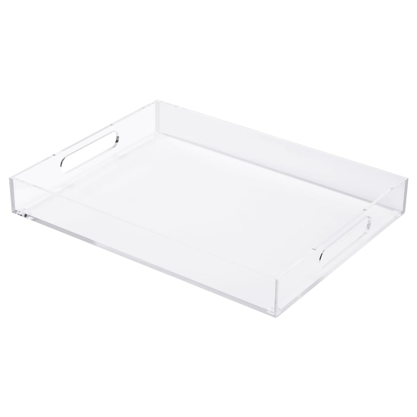 Clear Serving Tray Acrylic Tray Organizer, Ottoman Serving Tray for Coffee Table, Bathroom, Vanity, TV Table, Plastic Plastic for Eating 12 * 16 Inch