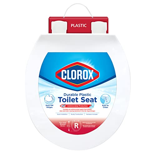 Clorox Easy-Off Hinges Round Plastic Toilet Seat