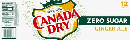 12 Pack Canada Dry Zero Sugar Ginger Ale