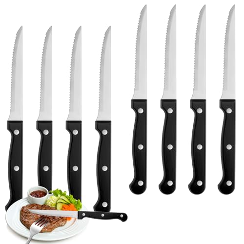 8 Pack Steak Knives Set, Serrated Stainless Steel