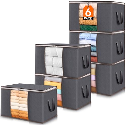 6 Pack Foldable Clothes Storage Bins with Lids