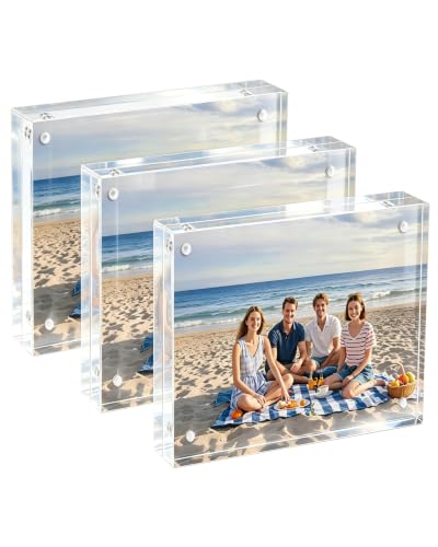 3 Pack Magnetic Acrylic 3x5 Desktop Picture Frames