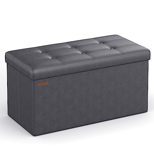 30 Inch Folding Storage Ottoman Bench with Footrest