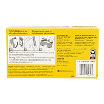 Post-it Note Dispenser, Modern Black, Pack includes Dispenser and 3 Super Sticky Pop-up Sticky Notes Pads, 2X The Sticking Power (WAVE-330-BKVP)