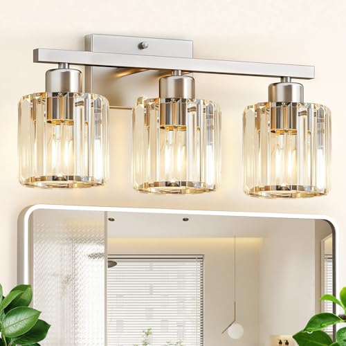 3 Light Crystal Bathroom Vanity Light Fixture