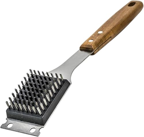 Leebein Grill Brush with Scraper and Wooden Handle