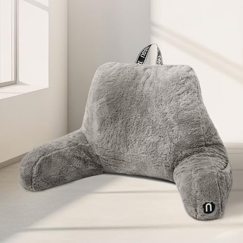 Faux Fur Reading Pillow with Arms for Bed Support