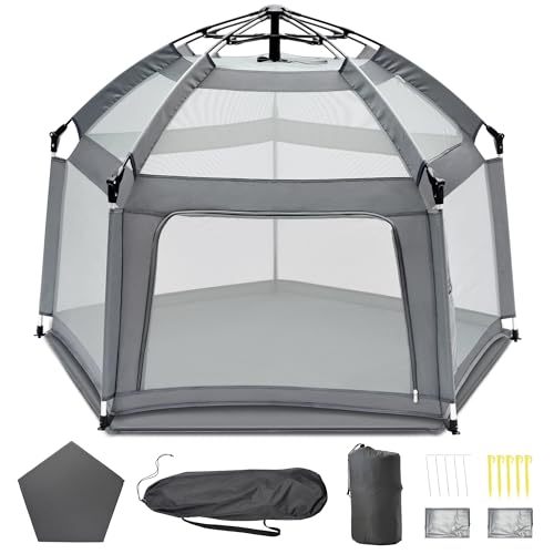 Baby Playpen with Self-Inflating Mat and Travel Bag