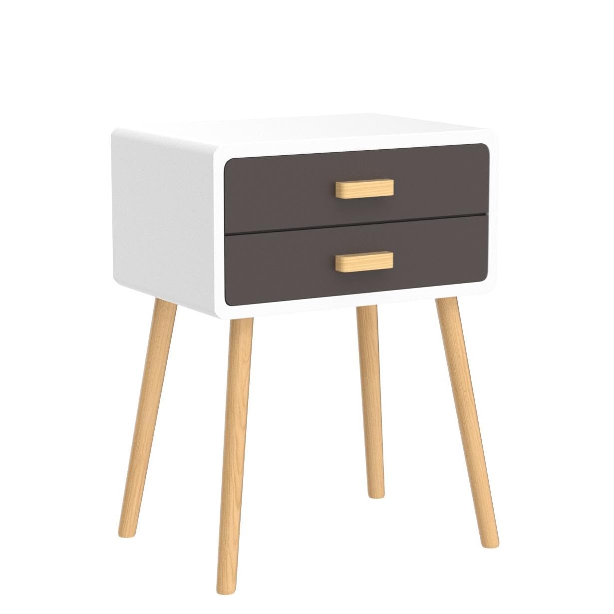 YINGTIANXIA Nightstands 2-Piece Set, Eco-Friendly Log Side Table with 2 Tiers Storage Space, Original Integrated Desktop Design Side Table End Table with Removable Legs Easy Assembly
