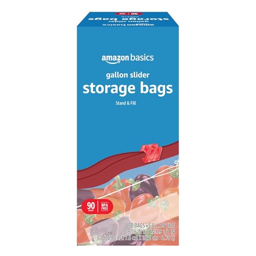 90 Count Amazon Basics Gallon Slider Food Storage Bags