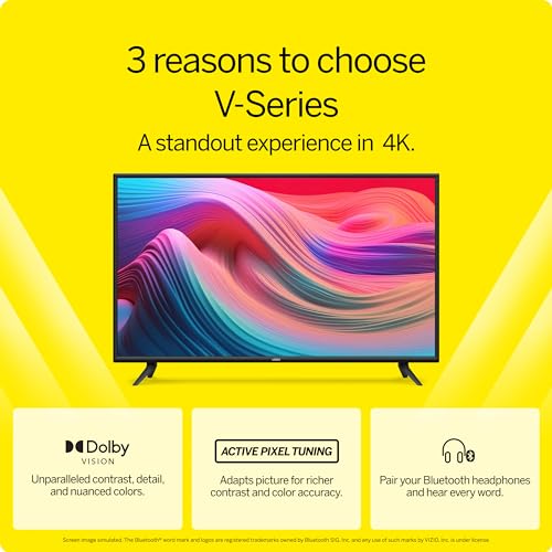 VIZIO 65-Inch V-Series 4K UHD LED Smart TV with Voice Remote, Dolby Vision, HDR10+, Alexa Compatibility, V655-J09, 2022 Model