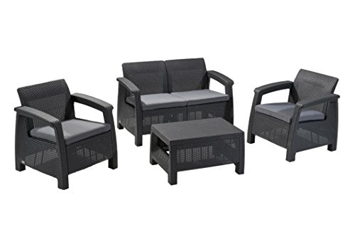 Keter 4 Piece Outdoor Patio Furniture Set with Cushions